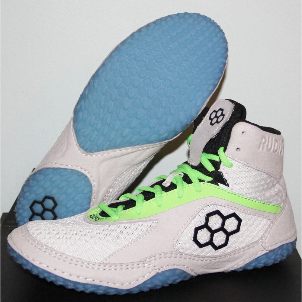 Rudis Alpha 2.0 High Vis Wrestling Shoes White Blue Mens 9.5 10 10.5 11